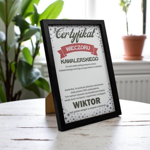 Ramka certyfikat prezent dla pana młodego wieczór kawalerski podpisy 21x30