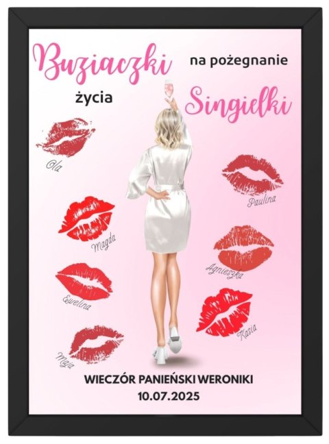 Ramka Prezent dla Panny Młodej Wieczór Panieński Odciśnij buziaka A4 21x30