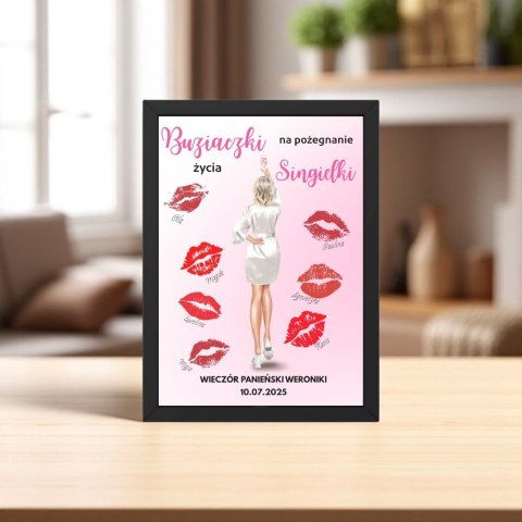 Ramka Prezent dla Panny Młodej Wieczór Panieński Odciśnij buziaka A4 21x30