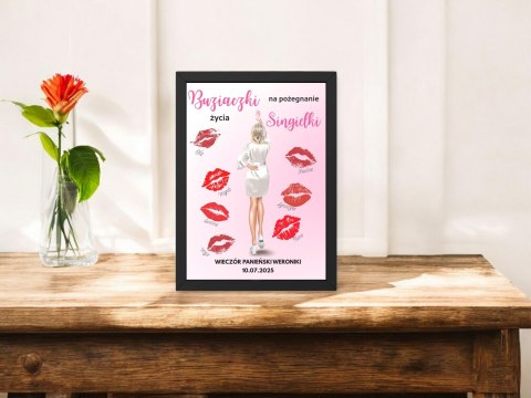 Ramka Prezent dla Panny Młodej Wieczór Panieński Odciśnij buziaka A4 21x30