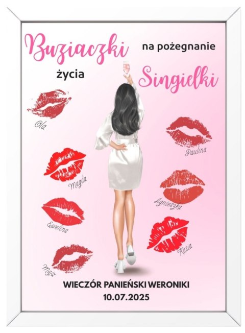 Ramka prezent dla panny młodej wieczór panieński odciśnij buziaka a4 21x30