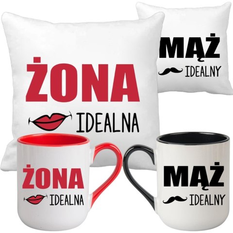 Zestaw 2x poduszka 2x kubek żona mąż prezent na ślub wesele rocznicę