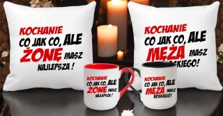 ZESTAW 2x PODUSZKA 2x KUBEK ŻONA MĄŻ PREZENT NA ŚLUB WESELE ROCZNICĘ