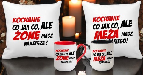Zestaw 2x poduszka 2x kubek żona mąż prezent na ślub wesele rocznicę
