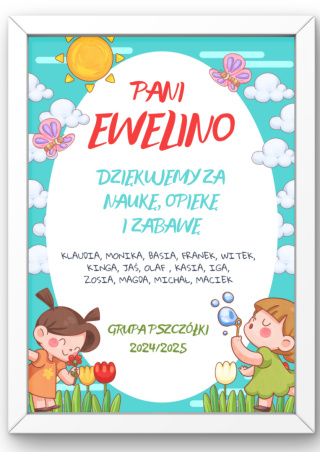 Podziękowanie Ramka Prezent dla Pani Przedszkolanki Nauczycielki Szkoła