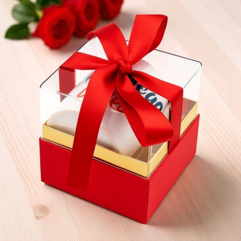 Eleganckie Pudełko Prezentowe Opakowanie na Kubek Prezent ze Wstążką