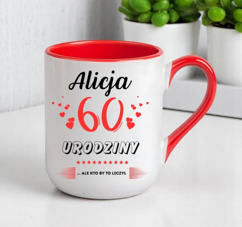 Kubek prezent na 60 urodziny kobiety koleżanki mamy z dowolnym imieniem