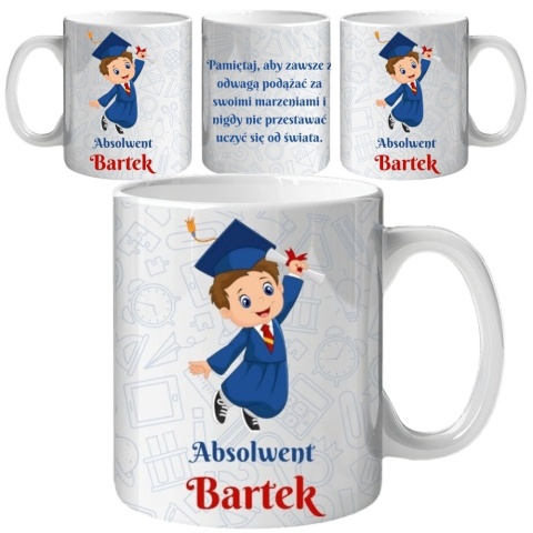 Kubek z nadrukiem prezent zakończenie roku szkolnego z imieniem chłopca