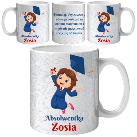 Kubek z nadrukiem prezent zakończenie roku szkolnego z imieniem dziewczynki