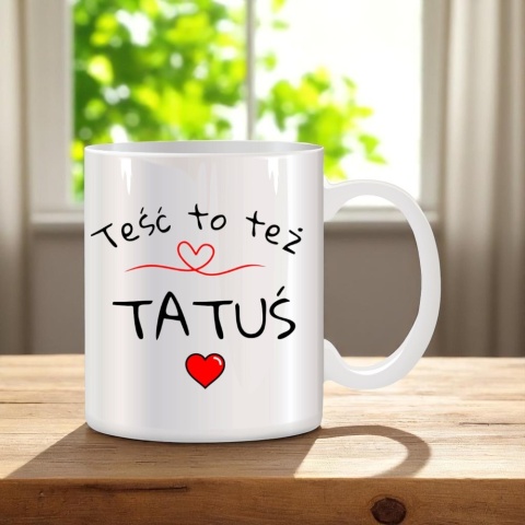 Kubek z nadrukiem śmieszny prezent dla taty teścia Dzień Ojca urodziny