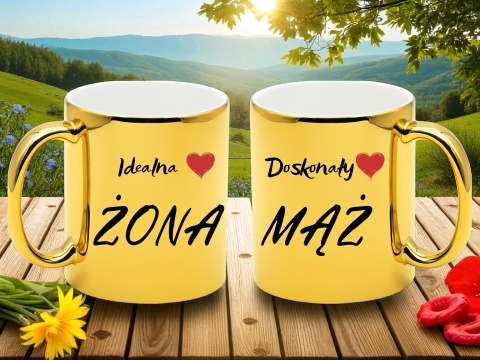 Prezent ślubny zestaw kubków żona i mąż w skrzynce śmieszny komplet kubki