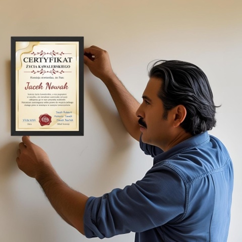 Ramka certyfikat prezent dla pana młodego wieczór kawalerski podpisy