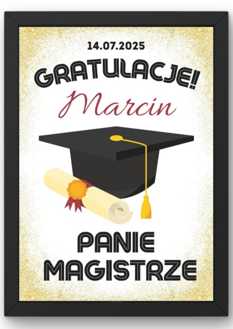 Ramka Gratulacje Dyplom Prezent dla Magistra zakończenie studiów Magister