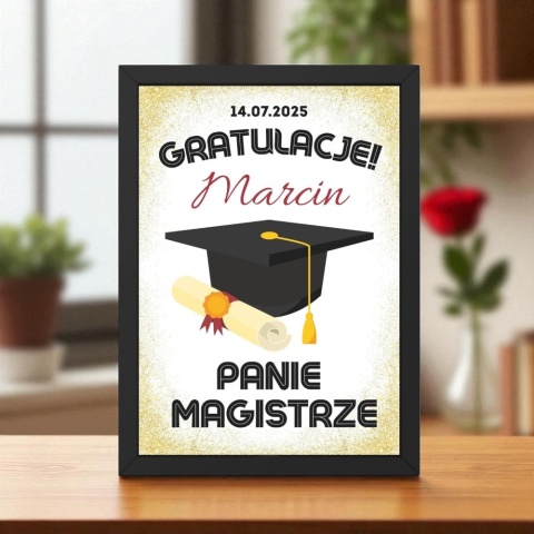 Ramka Gratulacje Dyplom Prezent dla Magistra zakończenie studiów Magister