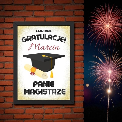 Ramka Gratulacje Dyplom Prezent dla Magistra zakończenie studiów Magister