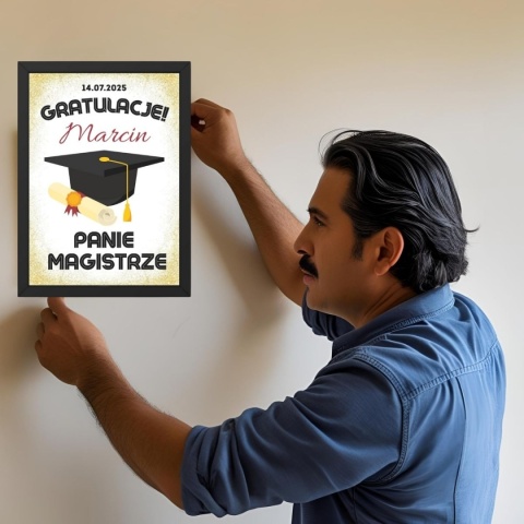 Ramka Gratulacje Dyplom Prezent dla Magistra zakończenie studiów Magister