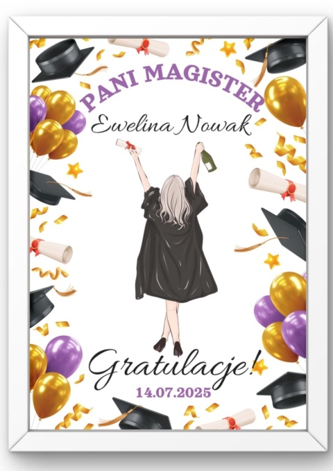 Ramka Gratulacje Dyplom Prezent dla Pani Magister zakończenie studiów