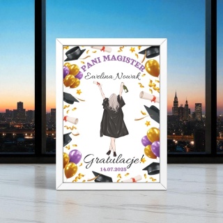 Ramka Gratulacje Dyplom Prezent dla Pani Magister zakończenie studiów