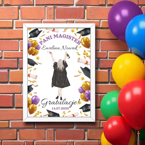 Ramka Gratulacje Dyplom Prezent dla Pani Magister zakończenie studiów