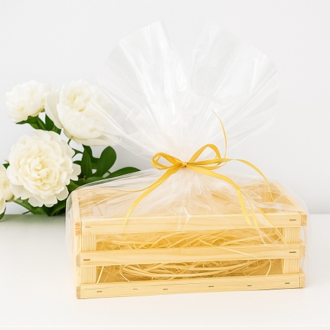 Skrzynka Drewniana Koszyk Pudełko Box na Prezent Urodziny Ślub 26x11x10