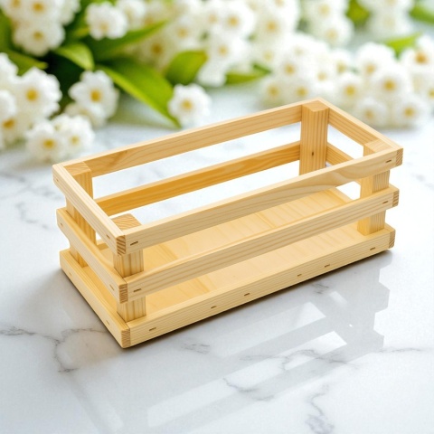 Skrzynka Drewniana Koszyk Pudełko Box na Prezent Urodziny Ślub 26x11x10