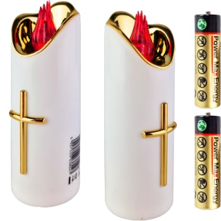 Świeca dekoracyjna znicz wkład LED biały z bateriami Cortina 15 cm