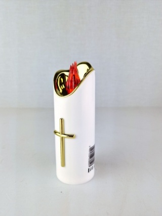 Świeca dekoracyjna znicz wkład LED biały z bateriami Cortina 15 cm