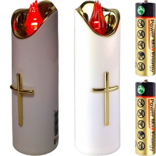 Świeca dekoracyjna znicz wkład LED biały z bateriami Cortina 17 cm