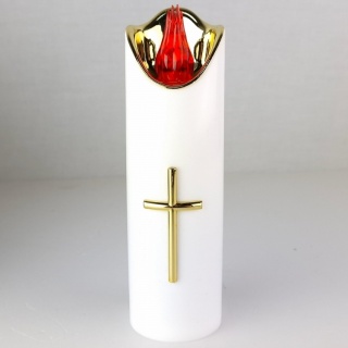 Świeca dekoracyjna znicz wkład LED biały z bateriami Cortina 17 cm