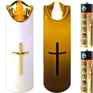 Świeca dekoracyjna znicz wkład LED biały z bateriami Cortina 17 cm