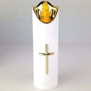 Świeca dekoracyjna znicz wkład LED biały z bateriami Cortina 17 cm