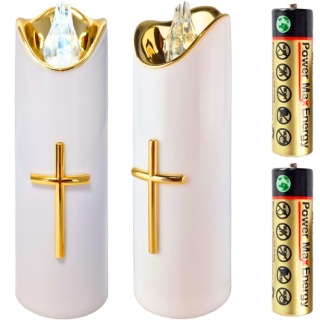 Świeca dekoracyjna znicz wkład LED biały z bateriami Cortina 17 cm