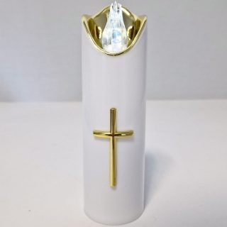 Świeca dekoracyjna znicz wkład LED biały z bateriami Cortina 17 cm