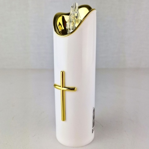 Świeca dekoracyjna znicz wkład LED biały z bateriami Cortina 17 cm