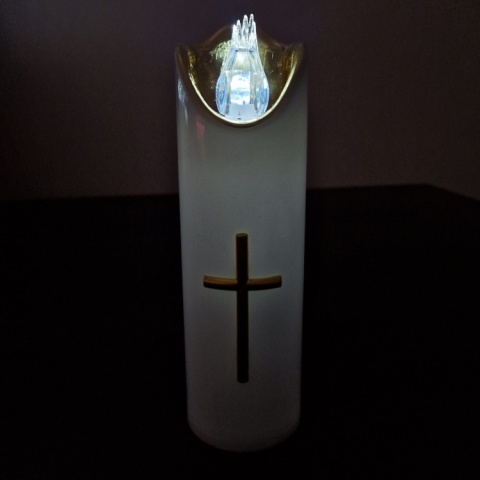 Świeca dekoracyjna znicz wkład LED biały z bateriami Cortina 17 cm