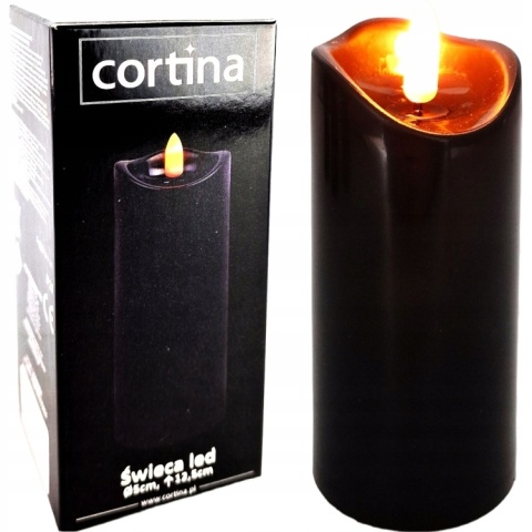 Świeca dekoracyjna znicz wkład LED czarny Cortina 12,5 cm