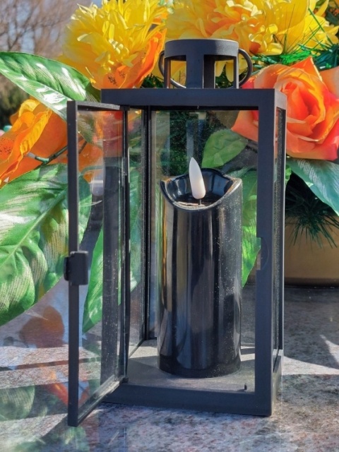 Świeca dekoracyjna znicz wkład LED czarny Cortina 12,5 cm