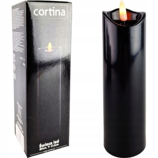 Świeca dekoracyjna znicz wkład LED czarny Cortina 17,5 cm