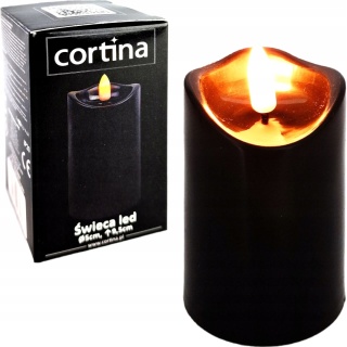 Świeca dekoracyjna znicz wkład LED czarny Cortina 9,5 cm