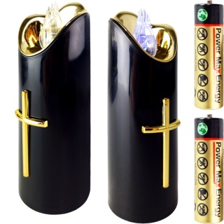 Świeca dekoracyjna znicz wkład LED czarny z bateriami Cortina 15 cm