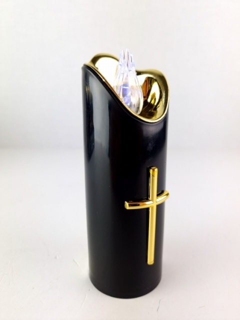 Świeca dekoracyjna znicz wkład LED czarny z bateriami Cortina 15 cm