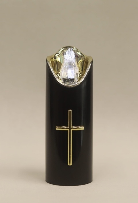 Świeca dekoracyjna znicz wkład LED czarny z bateriami Cortina 15 cm