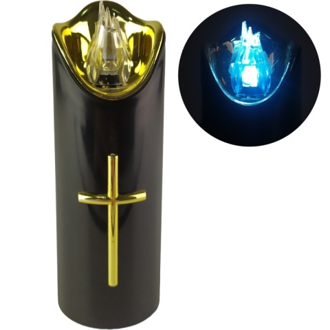 Świeca dekoracyjna znicz wkład LED czarny z bateriami Cortina 15 cm