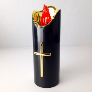 Świeca dekoracyjna znicz wkład LED czarny z bateriami Cortina 15 cm