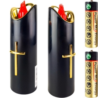 Świeca dekoracyjna znicz wkład LED czarny z bateriami Cortina 17 cm