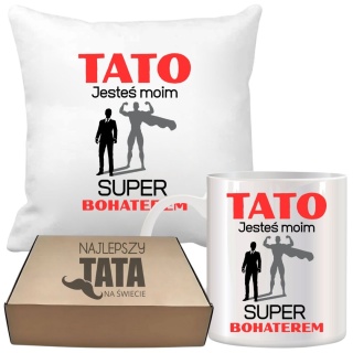 ZESTAW PODUSZKA I KUBEK ORYGINALNY PREZENT DLA TATY TEŚCIA DZIEŃ OJCA TATA