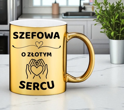 Złoty kubek z dedykacją wyjątkowy prezent dla SZEFOWEJ