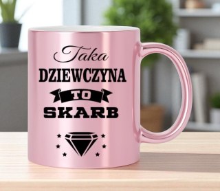 Kubek różowy metalik premium dla dziewczyny urodziny imieniny prezent