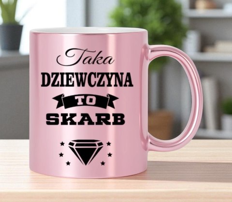 Kubek różowy metalik premium dla dziewczyny urodziny imieniny prezent