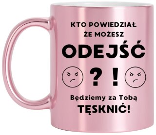 Kubek różowy metalik premium prezent dla koleżanki na pożegnanie w pracy